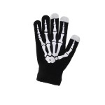 Windproof and thermal gloves, textile material, universal size, skeleton - bone design, black - white color